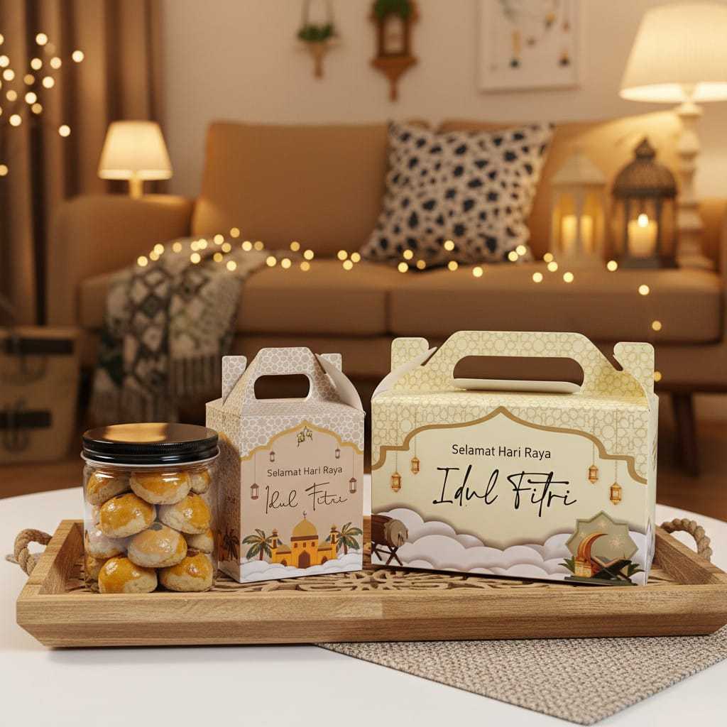 ( isi 10 ) Box toples kue kering box toples jar 600ml Box Lebaran Idul Fitri Gable Box / Box Jinjing