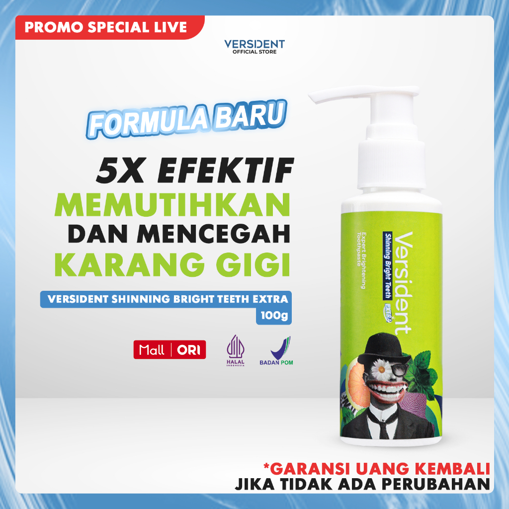 (Promo 2) Versident Shining Bright Teeth - Pasta Pemutih Gigi, Pembersih Karang Gigi