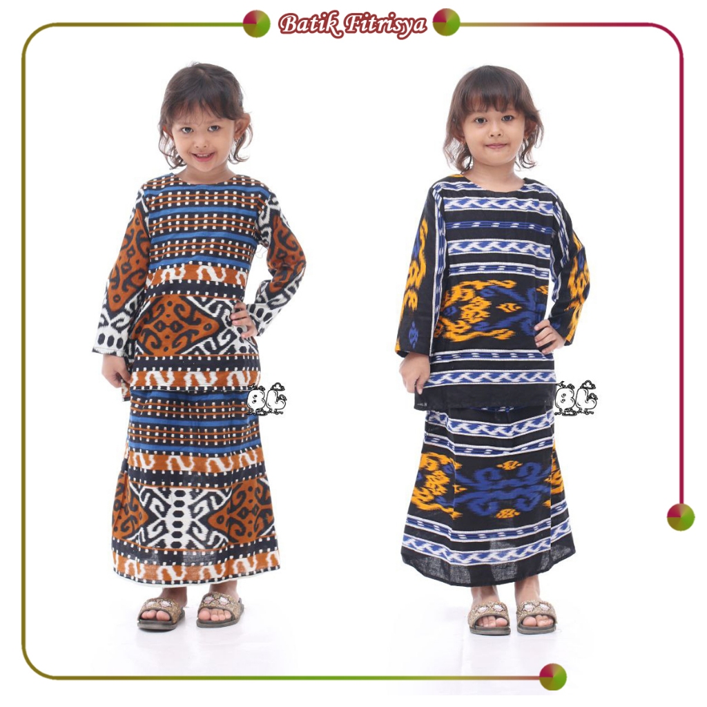 Setelan Batik RNB Anak - Motif Songket Tenun Andin Warna Merah Biru Ukuran M L XL XXL Jumbo - Rok & 