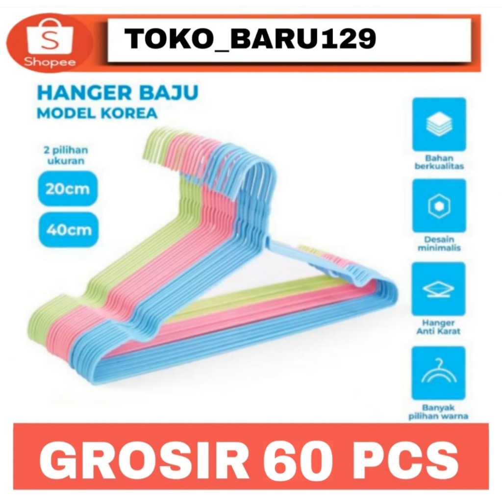 promo 60 pcs hunger gantungan baju