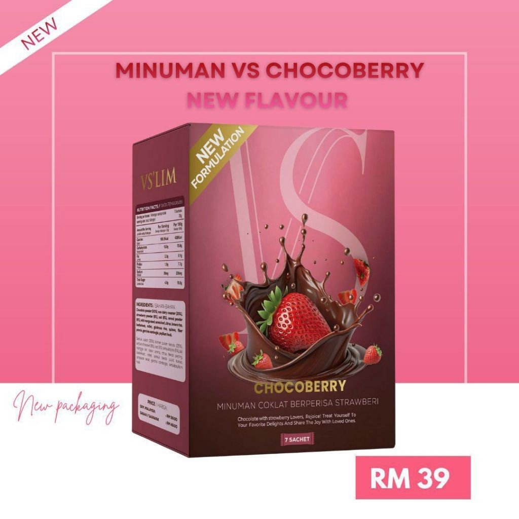 READY STOCK ‼️ Vslim Strawberry Chocolate + Vslim Salted Caramel ( RASA BARU)