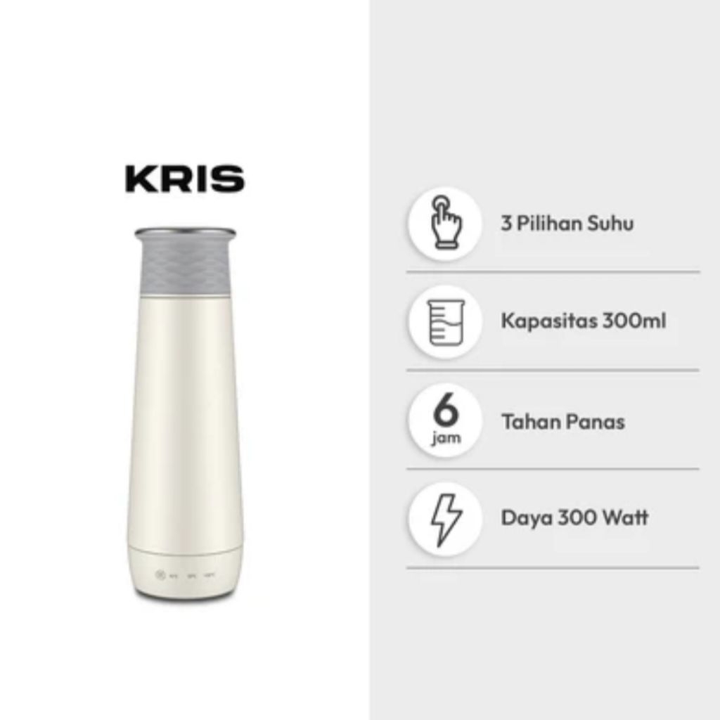 Kris Ketel Listrik Portable Stainless Steel 300 MI - Putih