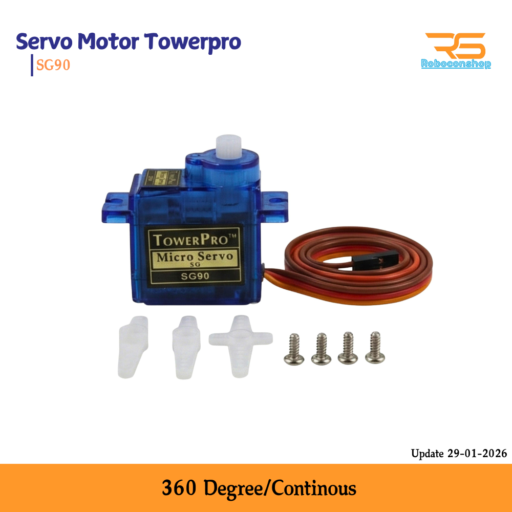 Servo Motor 360 Arduino – Continuous Rotation SG90 Compatible Control Remote