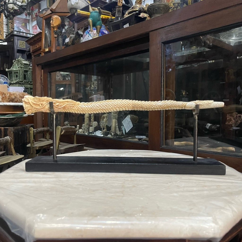 Pipa Rokok Bahan Tulang Ukiran Naga Lawas Jadul Tua