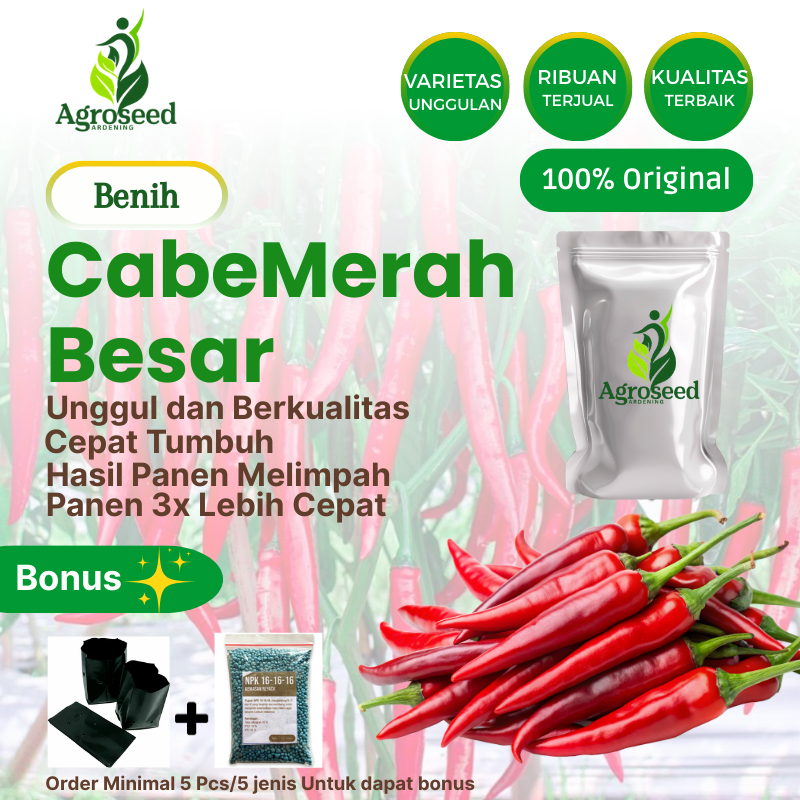 20 Benih Cabai/Cabe Merah Besar Paprika Bibit Unggul Cepat Tumbuh Dan Berkualitas