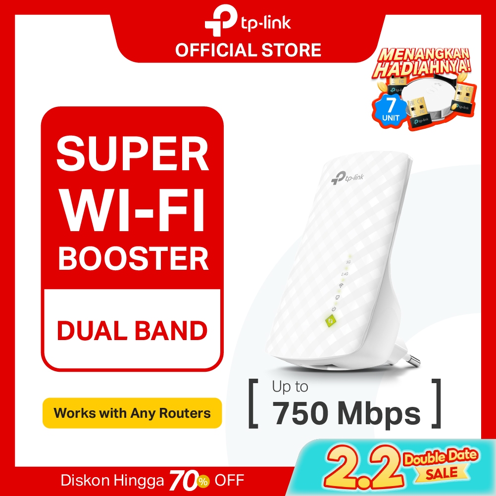 TP-Link RE200 | AC750 WiFi Extender | Dual Band 2.4GHz 5Ghz | Wi-Fi 5 | Wireless | Penguat Sinyal