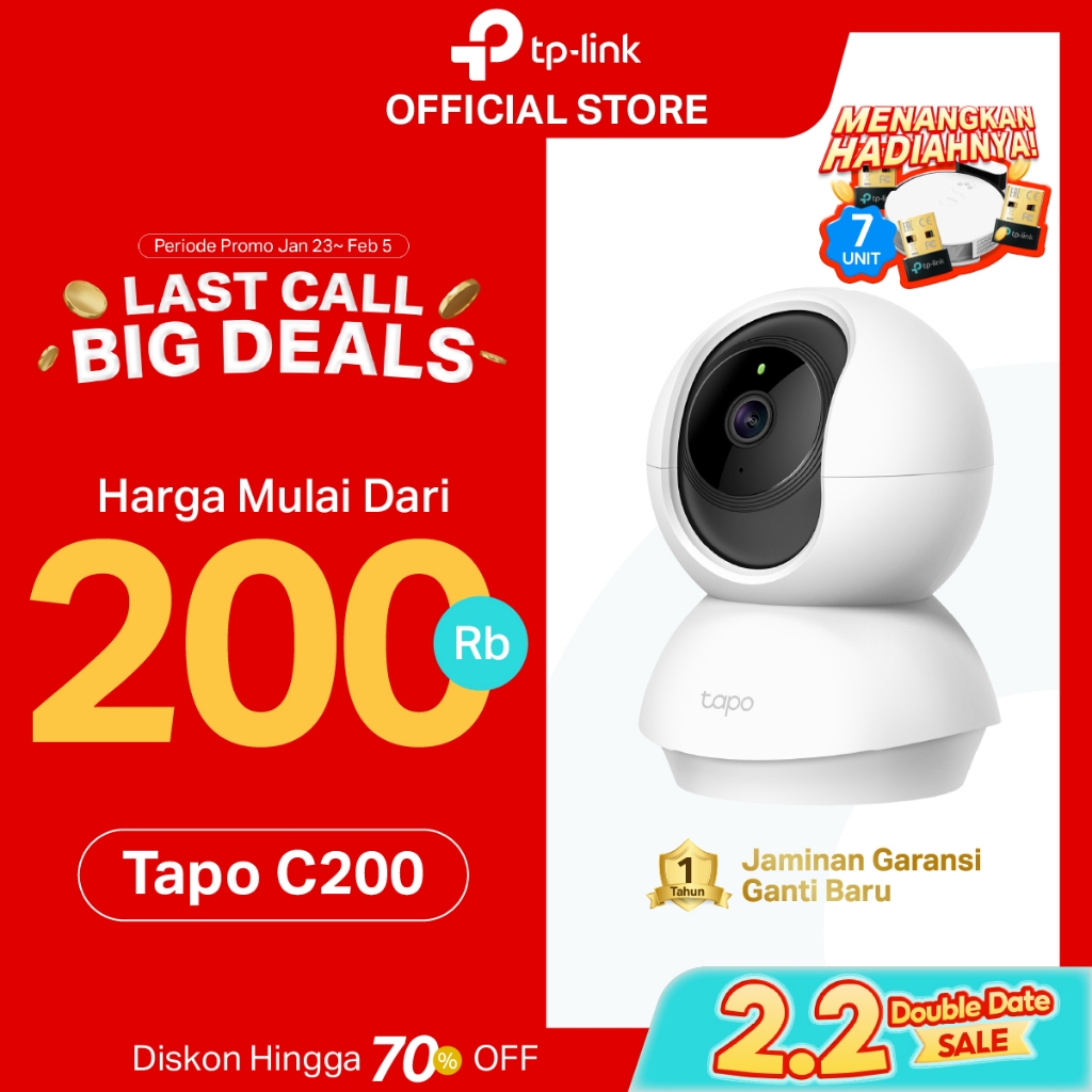 TP-Link Tapo C200 | 1080P Kamera CCTV | PTZ IP WiFi Camera | 2MP HD | Indoor | Video | Murah Toko