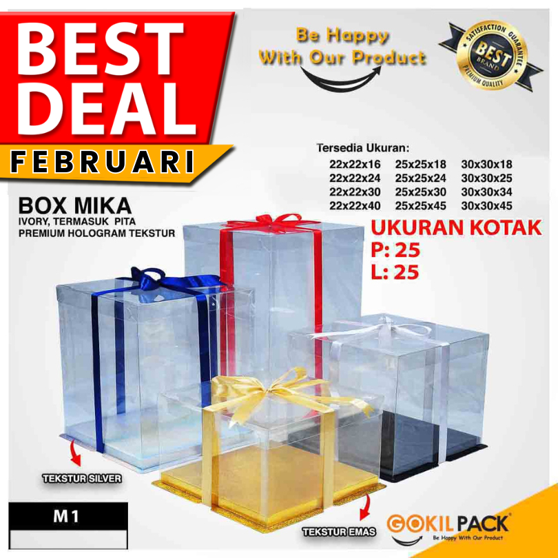 Cake Box Kotak Kue Mika Transparan Dus Hadiah - Tutup Mika 25x25