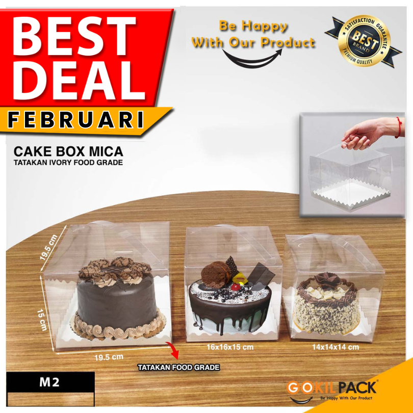 Box Cake - Kotak Kue Mika Transparan - Kotak Mika Kue Bening - M2