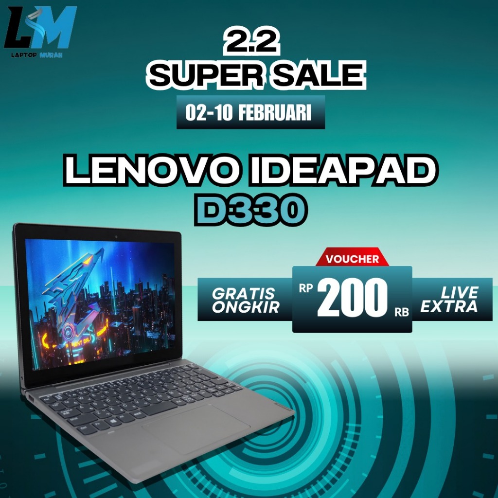 Lenovo Ideapad D330 2in1 Touchscreen Intel Celeron N4000 Siap Pakai Begaransi