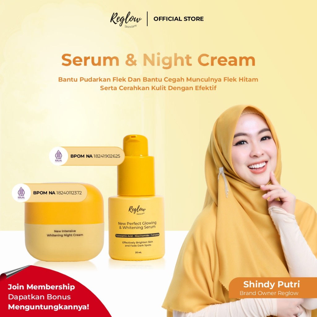 Serum Reglow dr Shindy Skincare Official Store + Night Cream Untuk Flek Hitam Original 100% Sepaket