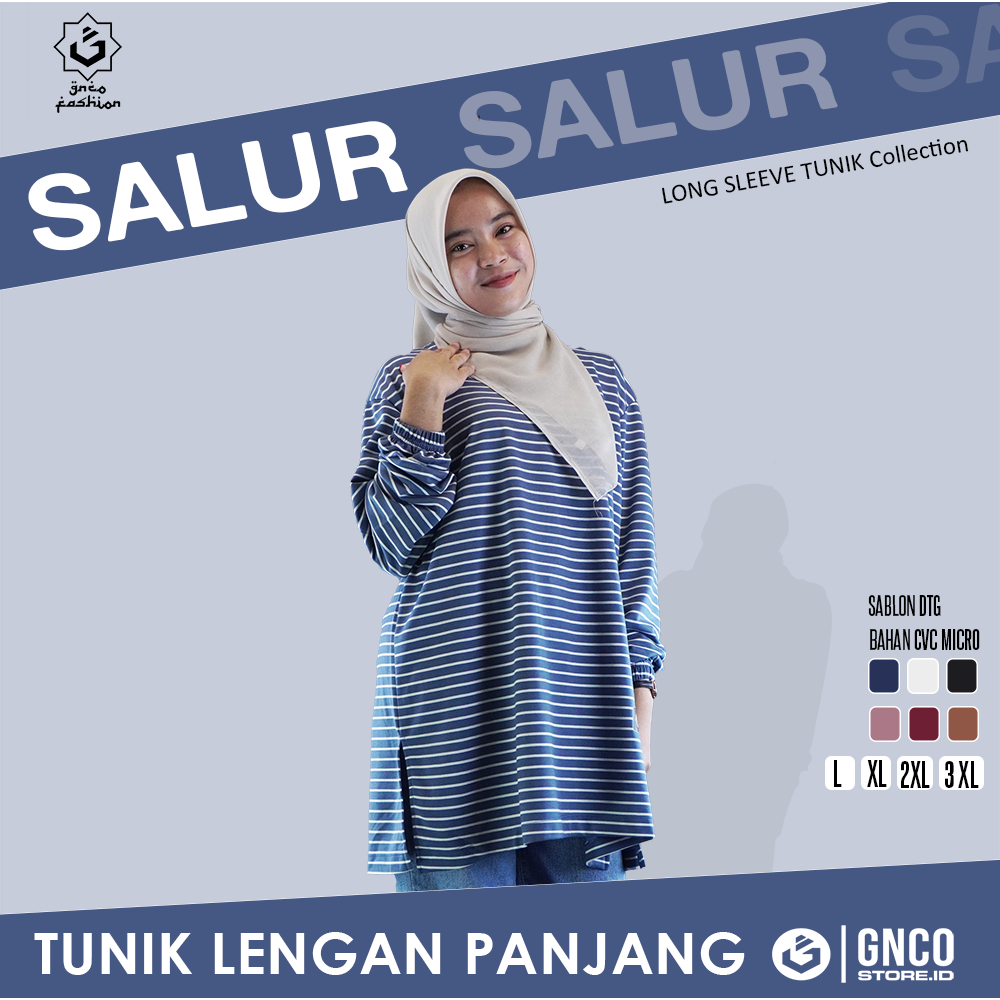 Kaos Wanita Tunik SALUR LENGAN PANJANG KERUT | Kaos Wanita SALUR Lengan Panjang | GNCO FASHION
