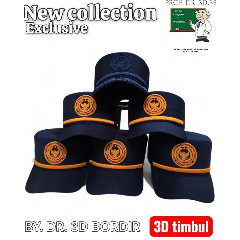 TOPI KEMENIPAS BORDIR 3D TIMBUL BEBAS CUSTOM, NEW