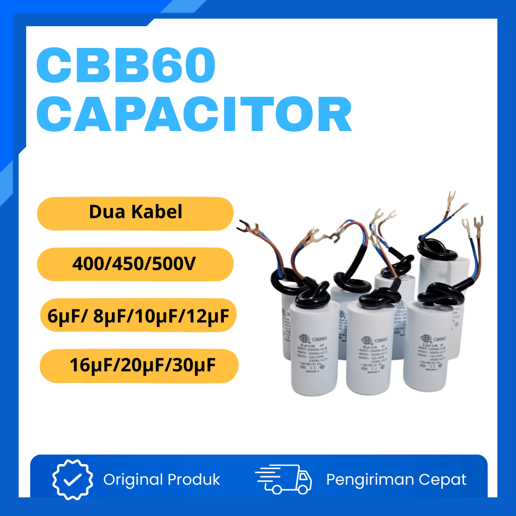 Kapasitor Capasitor Pompa Air Mesin Cuci CBB60 450V