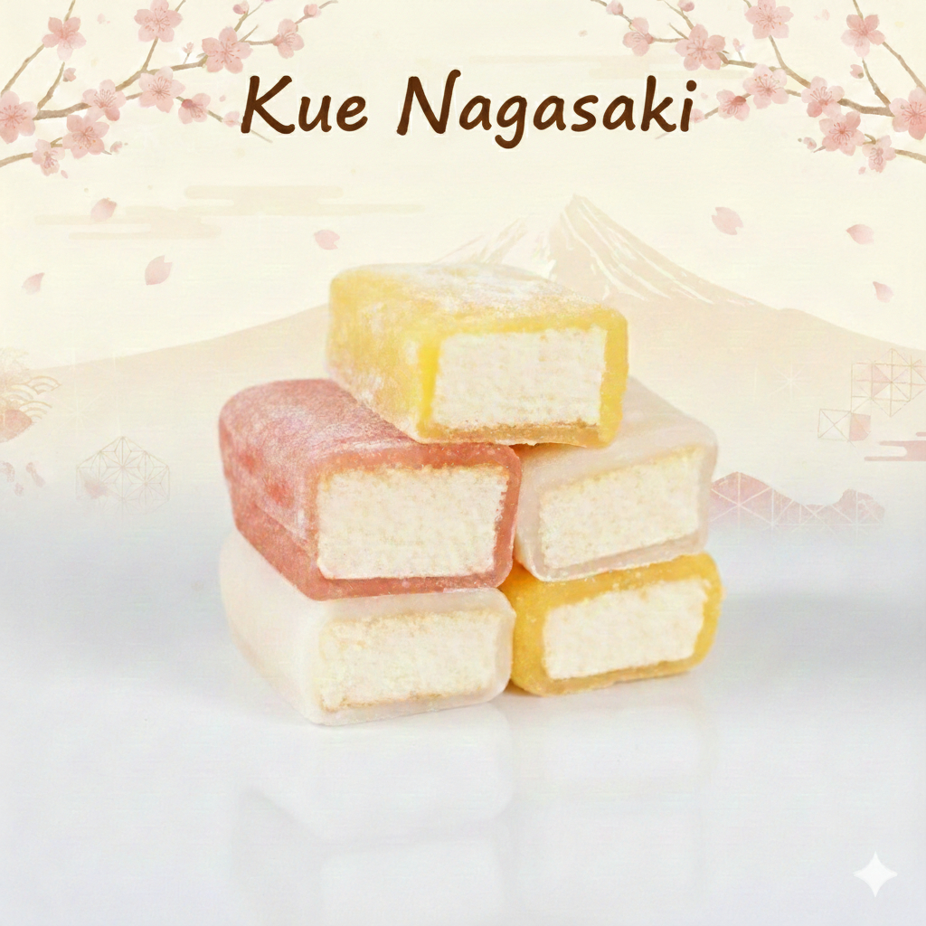 Kue Nagasaki Snow Ice Skin Cake Lembut Manis Halal