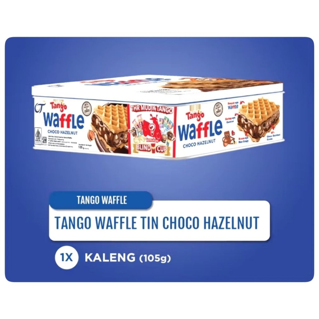Tango Waffle Tin Choco Hazelnut 105gr - Camilan Kaleng Renyah