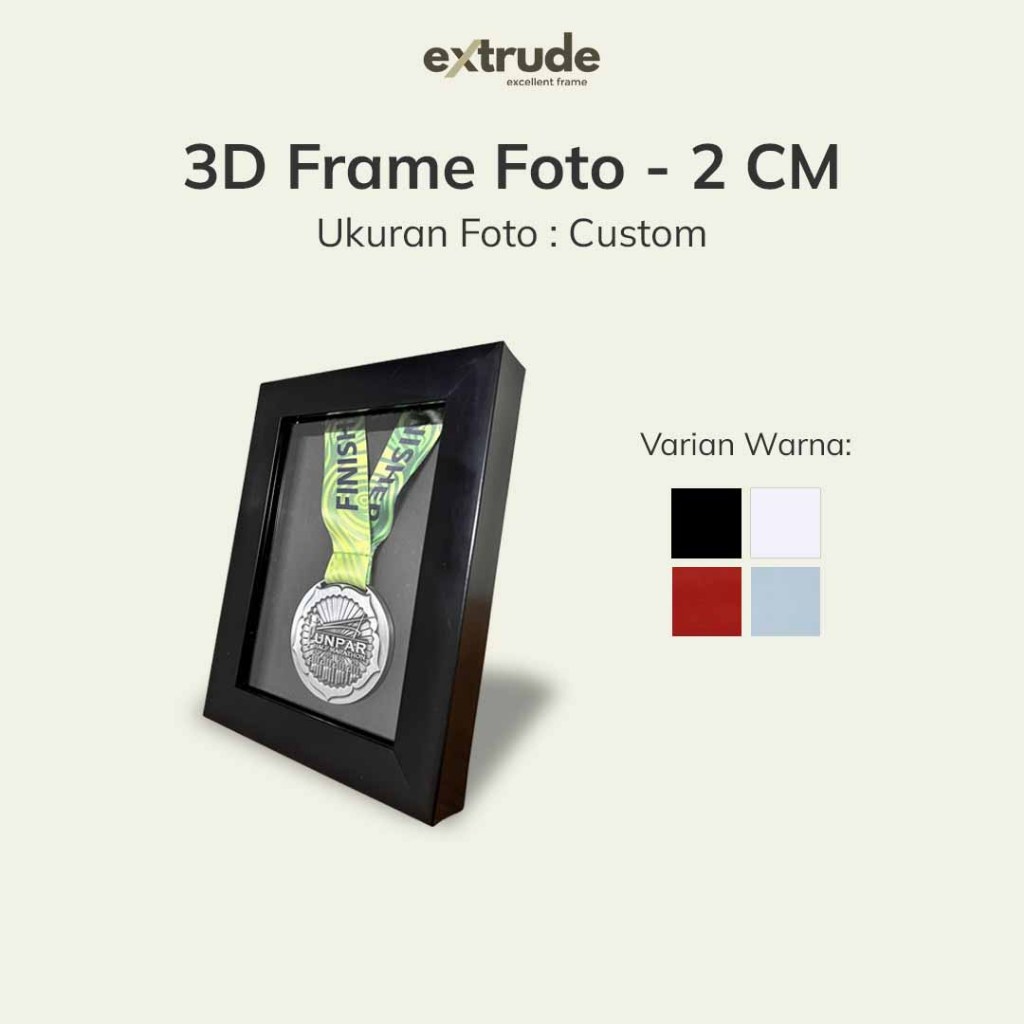 EXTRUDE Frame 3D Minimalis Rongga 2 CM Pigura BIngkai Foto