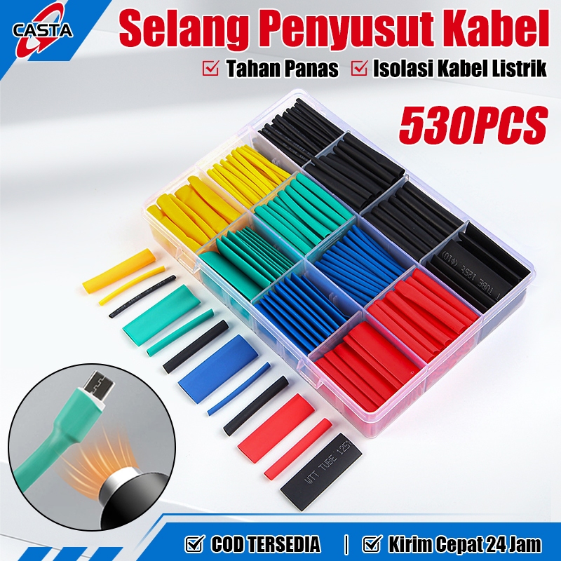 CASTA Heat Shrink Tube Set 164PCS Tabung Penyusutan Panas 2:1 Multi Ukuran Warna Isolasi Kabel Listr