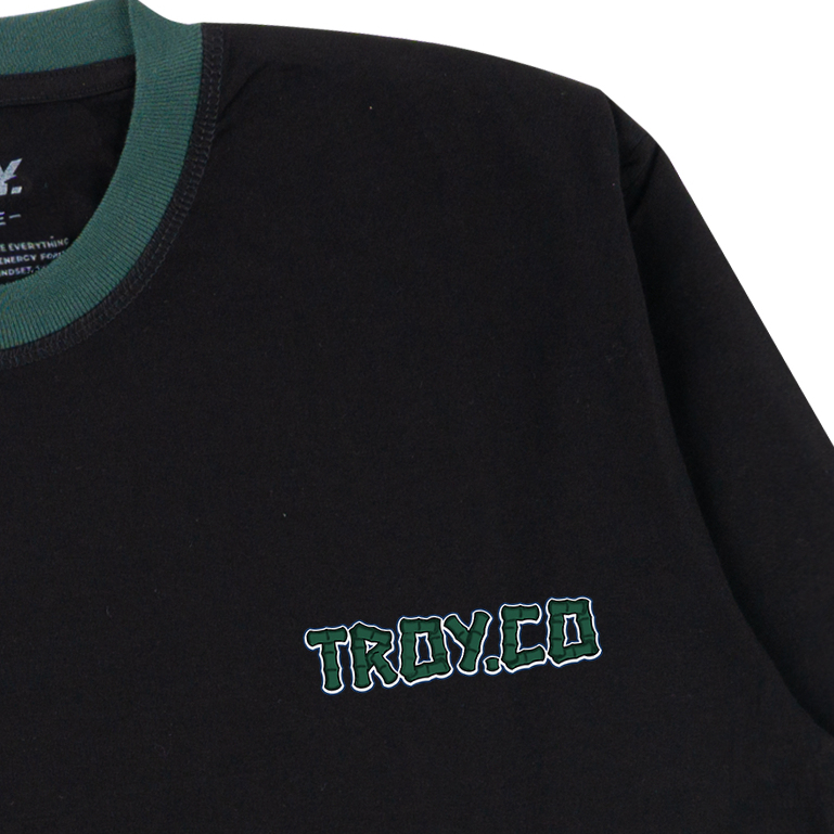 Troy Company Double Sleeve Longsleeve Black Green Brick - Kaos Lengan Panjang Kaos Hitam Hijau DSD 3485