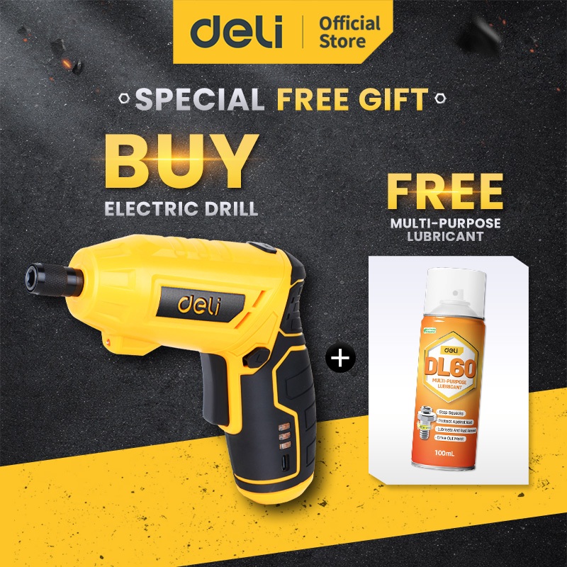 Deli Lithium-Ion Cordless Screwdriver / Obeng Listrik Baterai Tanpa Kabel 3.6V 18+1 Pengaturan Torsi