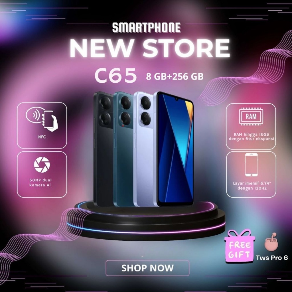 [Bekas] [Seperti baru 99%] Smartphone Bisa COD HP C65 | 8GB RAM + 256GB | 5000mAh Battery,  Fullset 