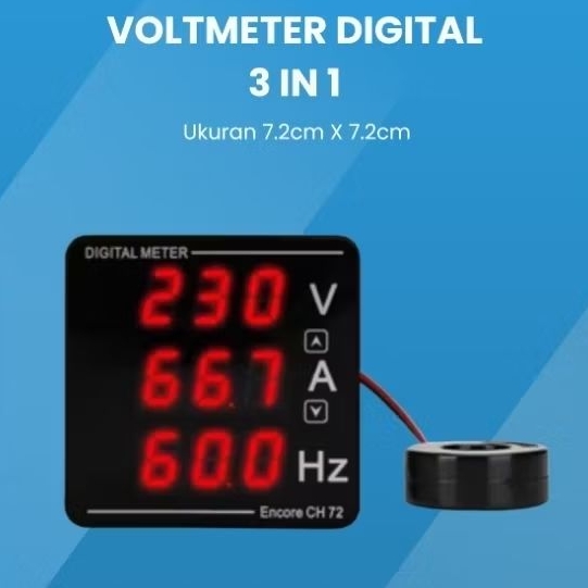 Multimeter Digital CH-72 3 in 1 untuk Pengukuran Tegangan, Arus, dan Frekuensi