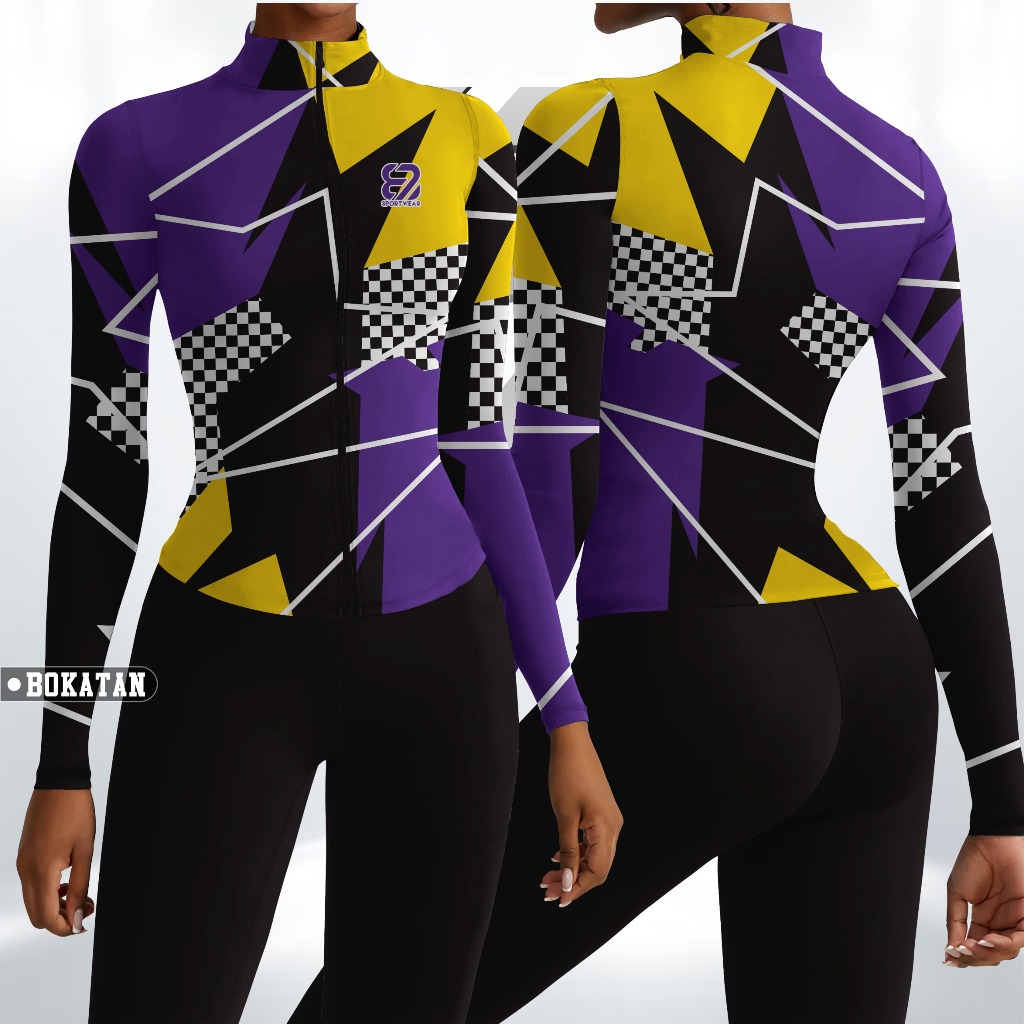 New 87SportWear Atasan Jaket ketat Pakaian Olahraga Aerobic/Zumba/Senam/Gym