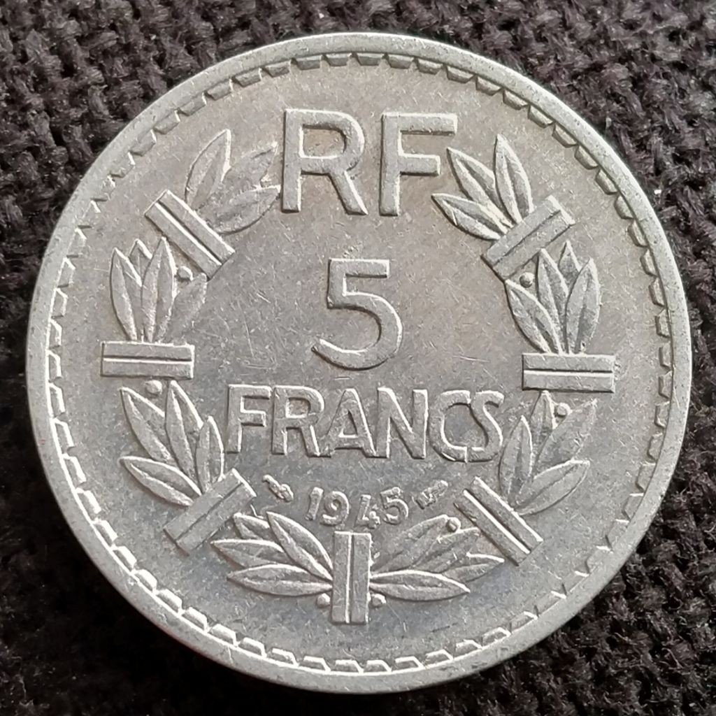 Koin Kuno Prancis 5 Francs Aluminium 1945-1947