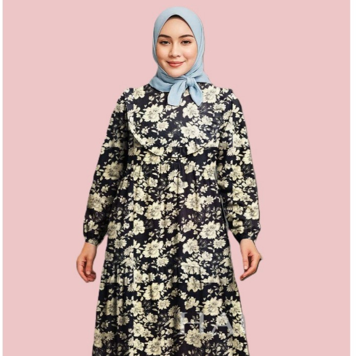 PROMO RAYA SERIES - GAMIS HAURA REMPEL SUSUN MOTIF BUNGA - HOMEYDRESS GAMIS MUSLIM LEBARAN