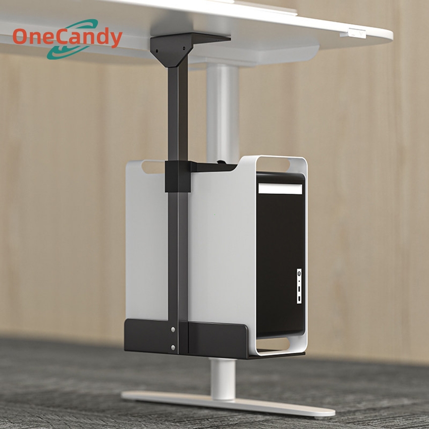 Rak Komputer Bracket Gantung Organizer Meja Dinding CPU Komputer Stand Aluminium Minimalis Universal