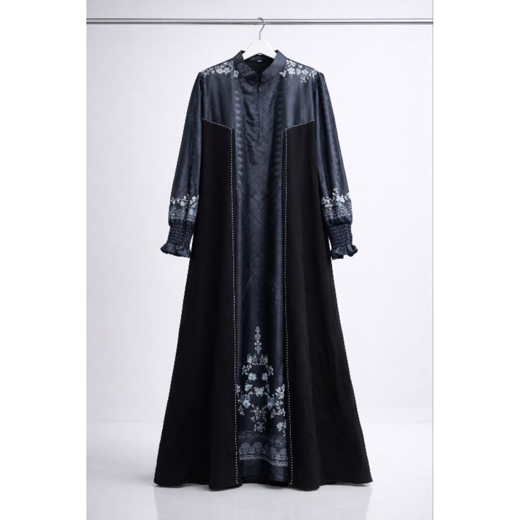 Gamis Syari Floral Lengan Kerut Tifanisilk Ceruty LD115 Dress Muslim Wanita