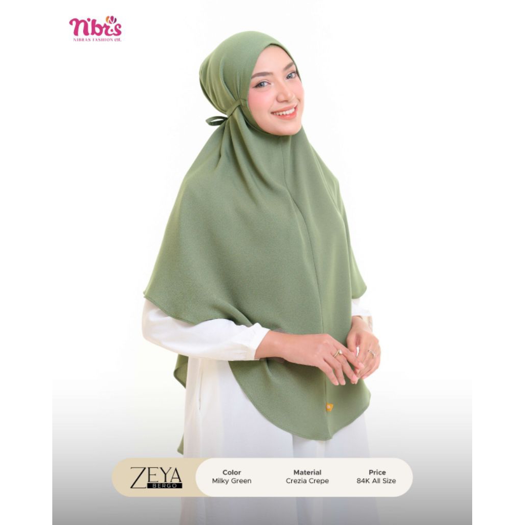 Nibras Hijab Zeya Bergo Milky Green