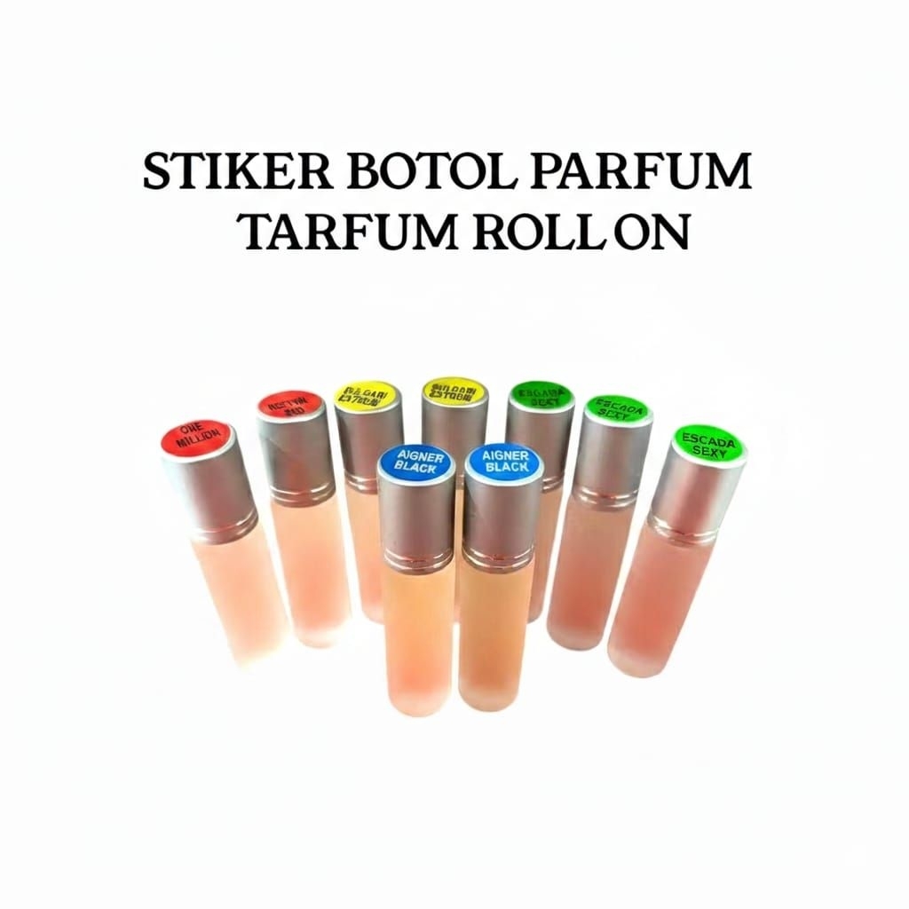 part 1- Stiker Botol Roll On Parfum Chromo - High Res 1 Lembar 28 Mata