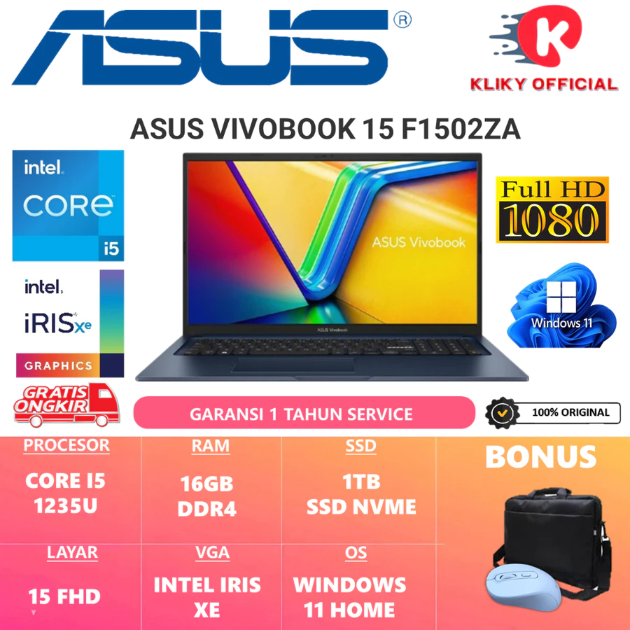 Laptop Asus Vivobook 15 F1502ZA Intel i5 1235U Ram 16GB 1TB Ssd 15.6 Full HD