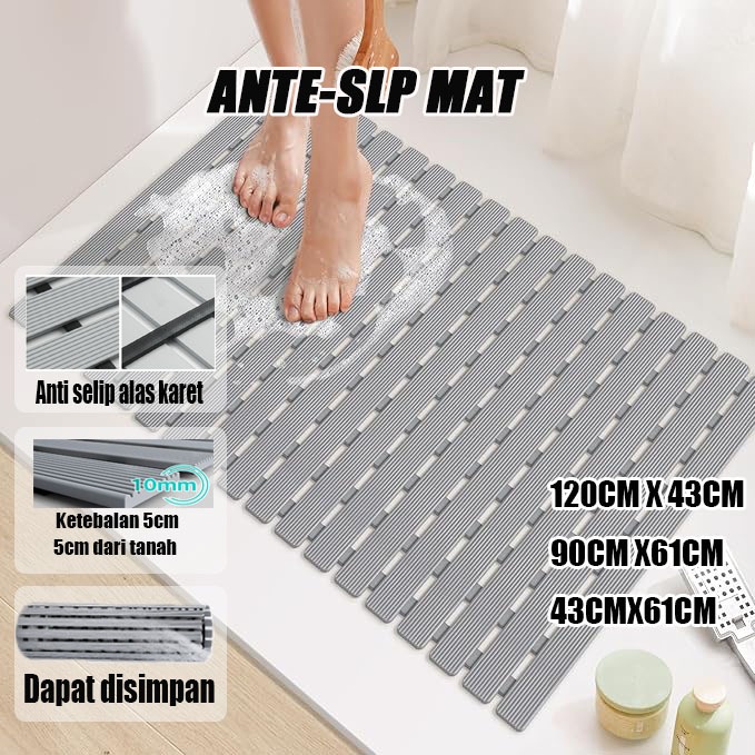 COD ​Keset Kamar Mandi Anti Slip Tebal 120x43cm, Alas Kamar Mandi Jaring Anti Licin, Keset Lantai Ma