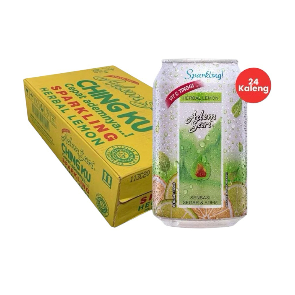 Adem Sari Chingku Sparkling Herbal Lemon Kaleng 1 Dus isi 24