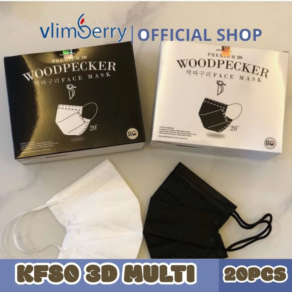 VLIMBERRY Multi One Plus KF80 Masker 3ply Medis Korea WoodPecker isi 20 pcs 3 ply