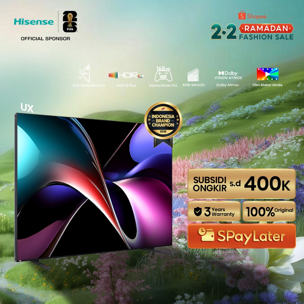 Hisense TV UX  Vidaa Smart RGB-MiniLED TV 116 inch 3D Colour Master Pro Ultimate Saturation & Precis