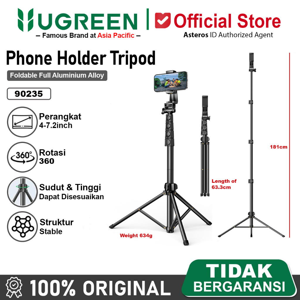 UGREEN Tongsis Tripod Handphone iPad Camera Tripod Stand 170cm 175cm Black