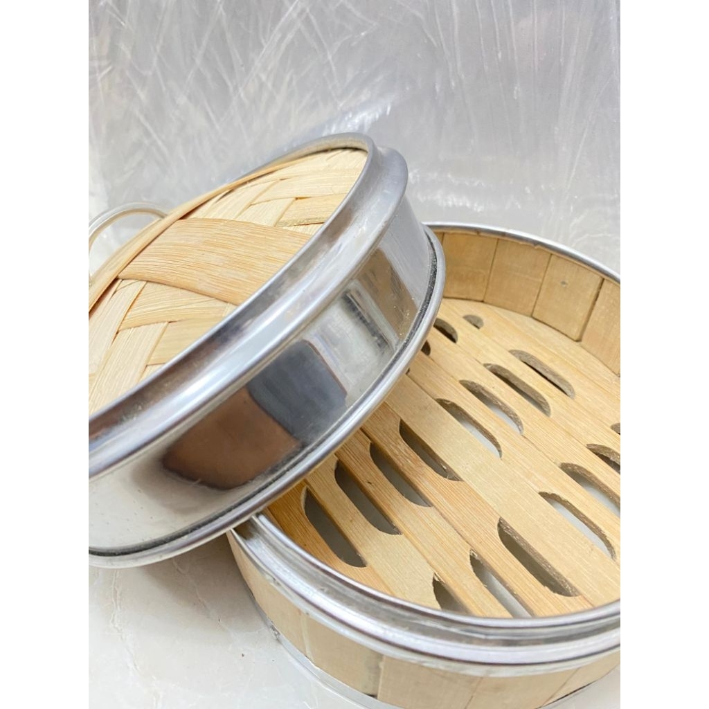 Kukusan Bambu Bulat Diameter 15 cm dengan Tutup | Kukus Makanan & Snack Tradisional