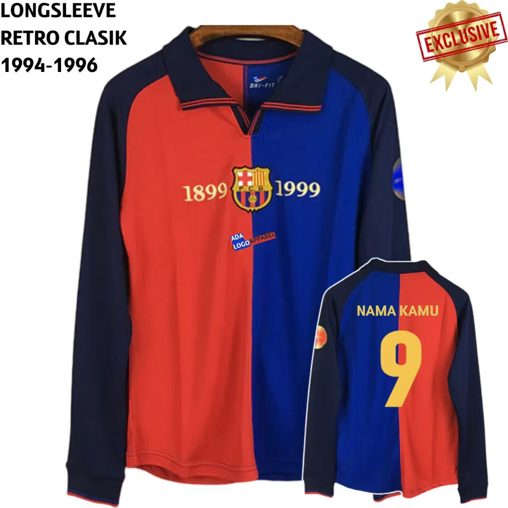 Jersey Retro Barcelona Home Centenary 1998 1999 Longsleeve - Jersey Barca Vintage Lengan Panjang
