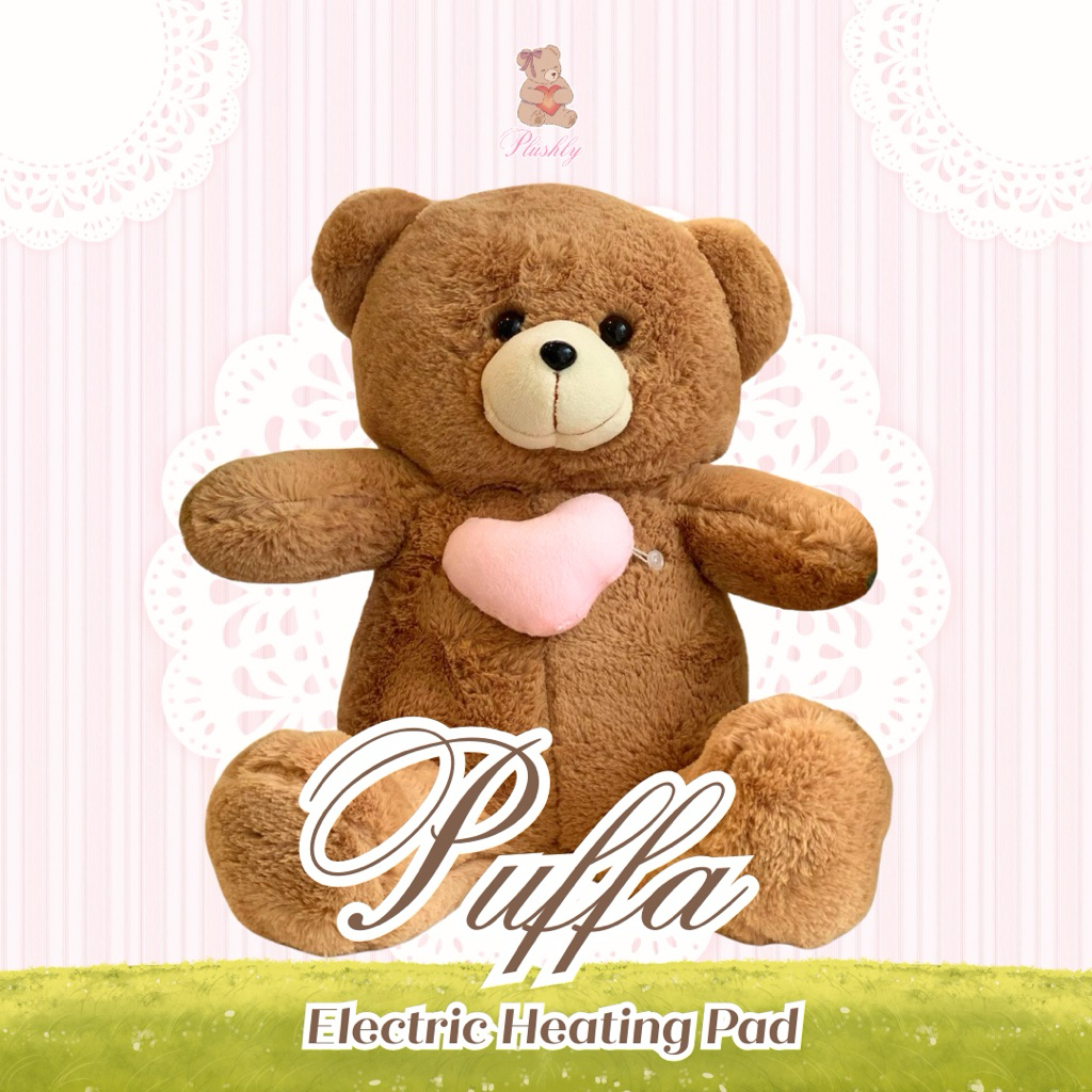 Plushly Puffa Teddy Bear – Boneka Hangat Electric Heating Pad | Warm Hug Plush | Pereda Nyeri Haid