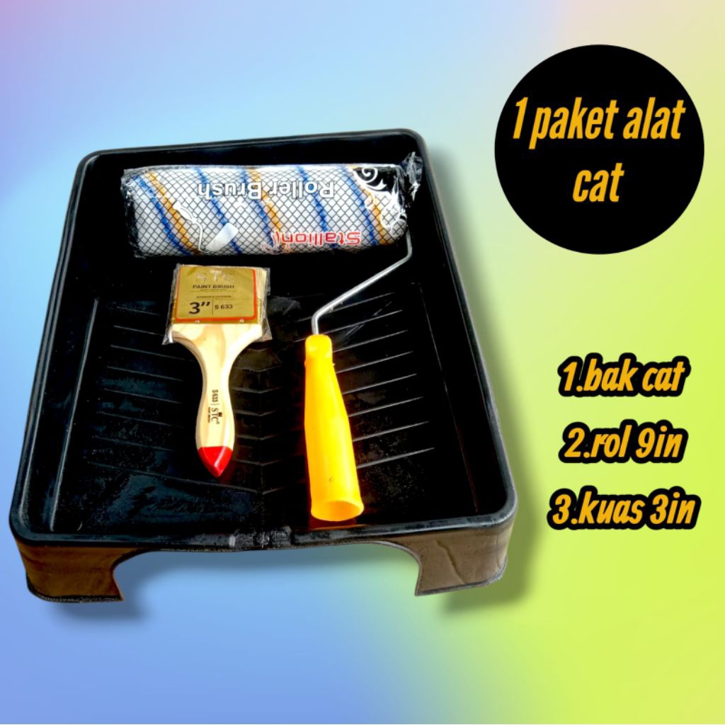 1 paket alat cat.bak cat kuas roll kuas kecil