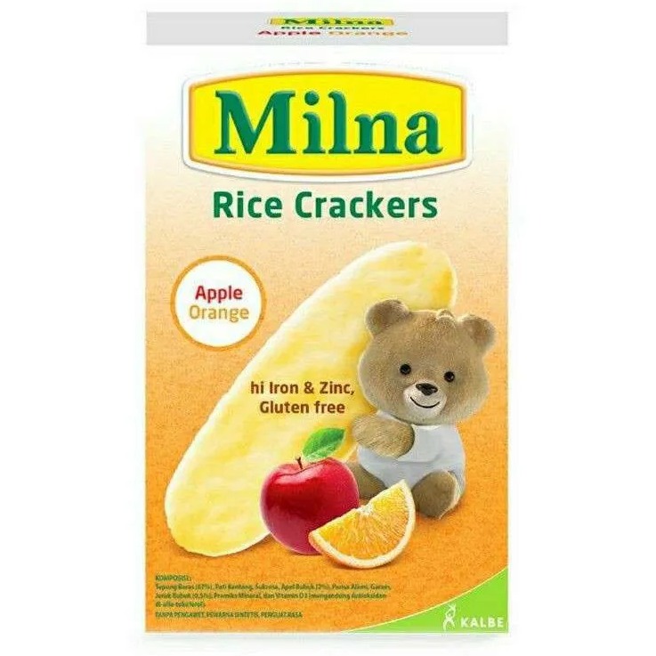 MILNA RICE CRACKERS 20 GRAM/RASA APPLE ORANGE/ BANANA BERRIES/ POTATO CARROT/GLUTEN FREE/BISKUIT BAY