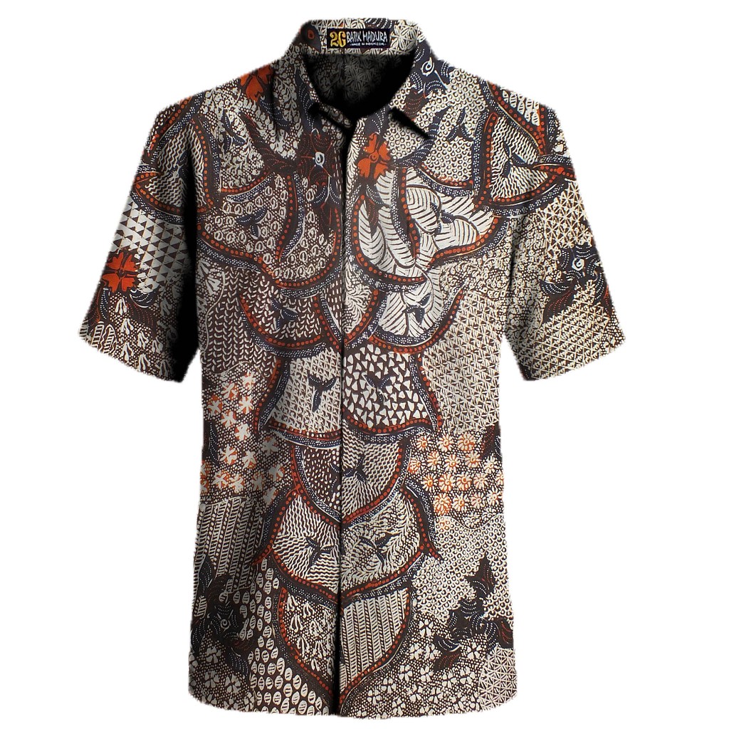 Kemeja Batik Tulis Madura Baju Batik Pria Lengan Pendek F1018