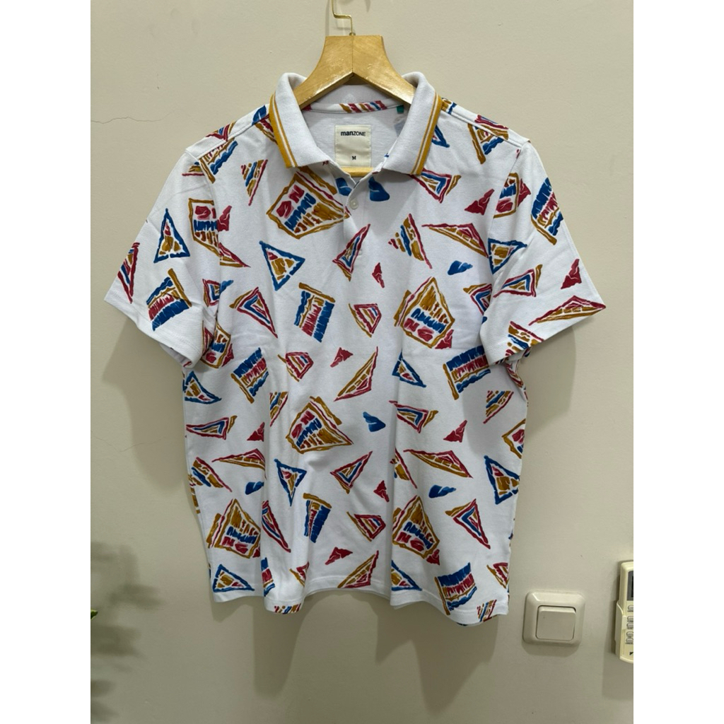 Kaos Kerah Polo Shirt Manzone AOP Original Preloved No Minus