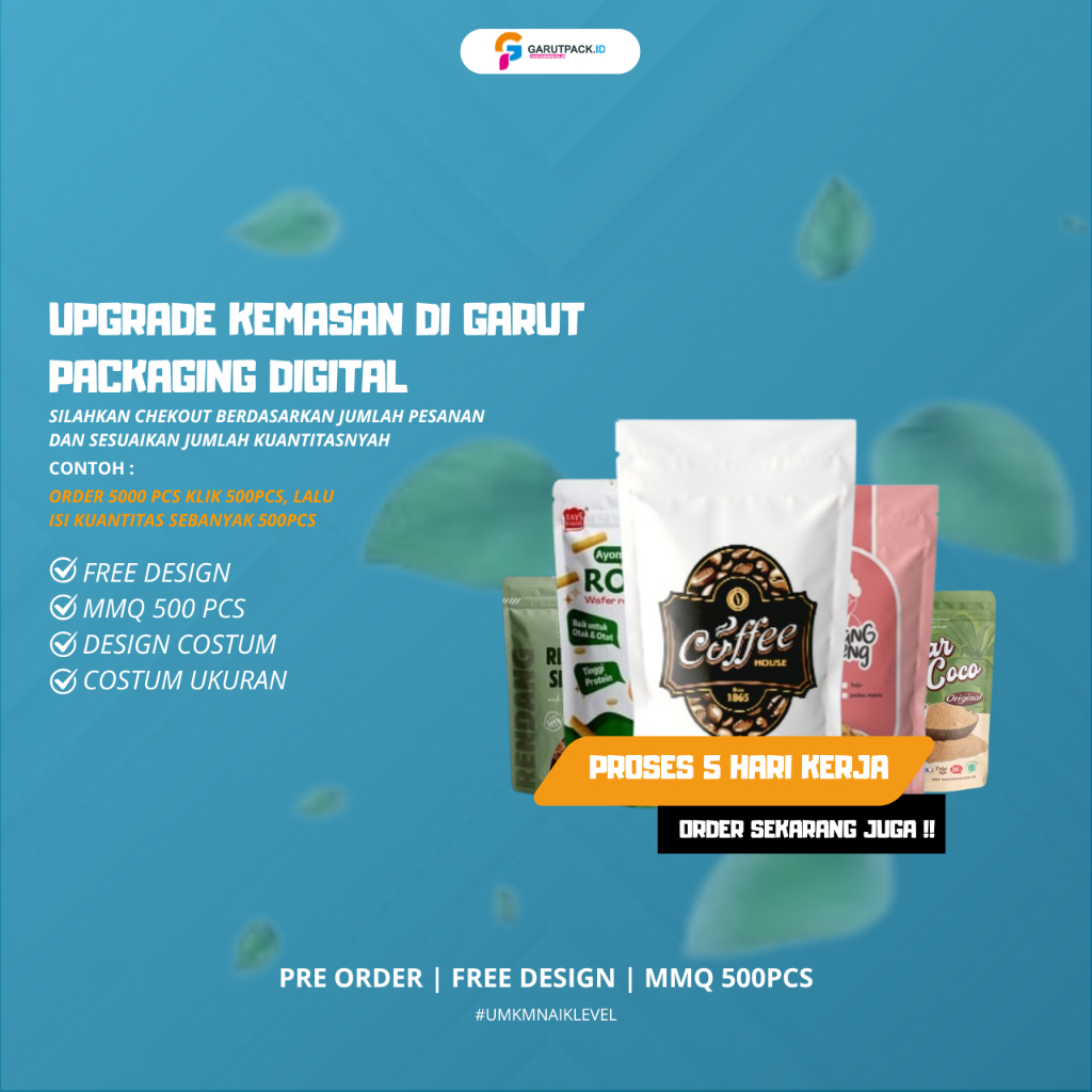 Jasa Cetak Kemasan Standing Pouch Custom | Gratis Desain