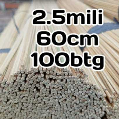 Batang Ruji Bambu 100pcs 60cm 2.5mm FULL KULITAN