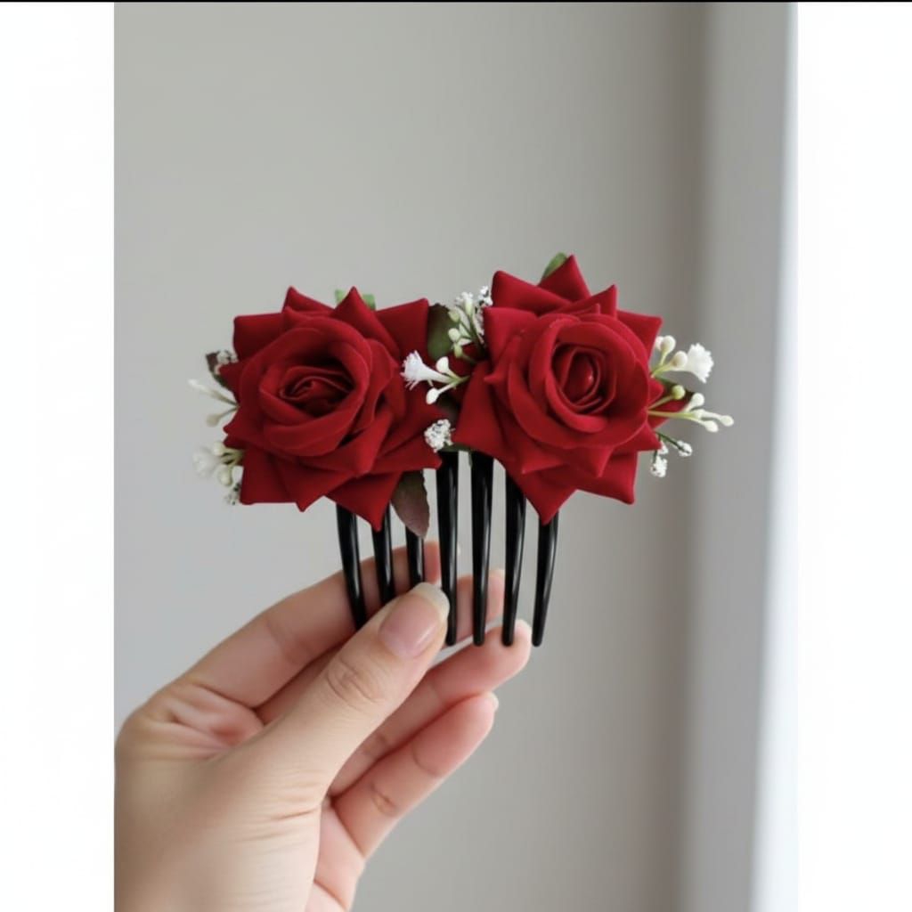 Aksesori Rambut Sirkam Bunga Mawar / Hiasan Rambut Sirkam Bunga Mawar Elegan