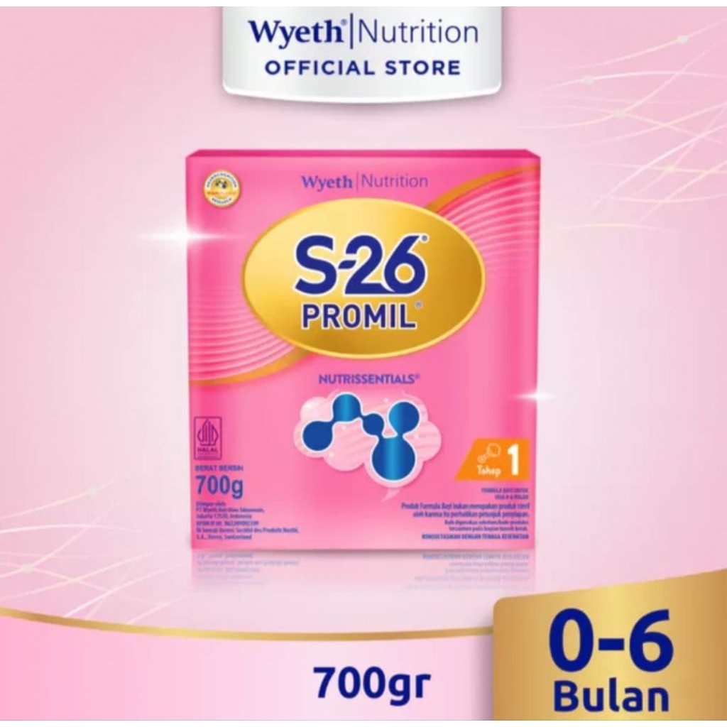 S-26 PROMIL TAHAP 1/2 SUSU FORMULA USIA (0-6 BULAN)/(6-12 BULAN), KOTAK 700GR